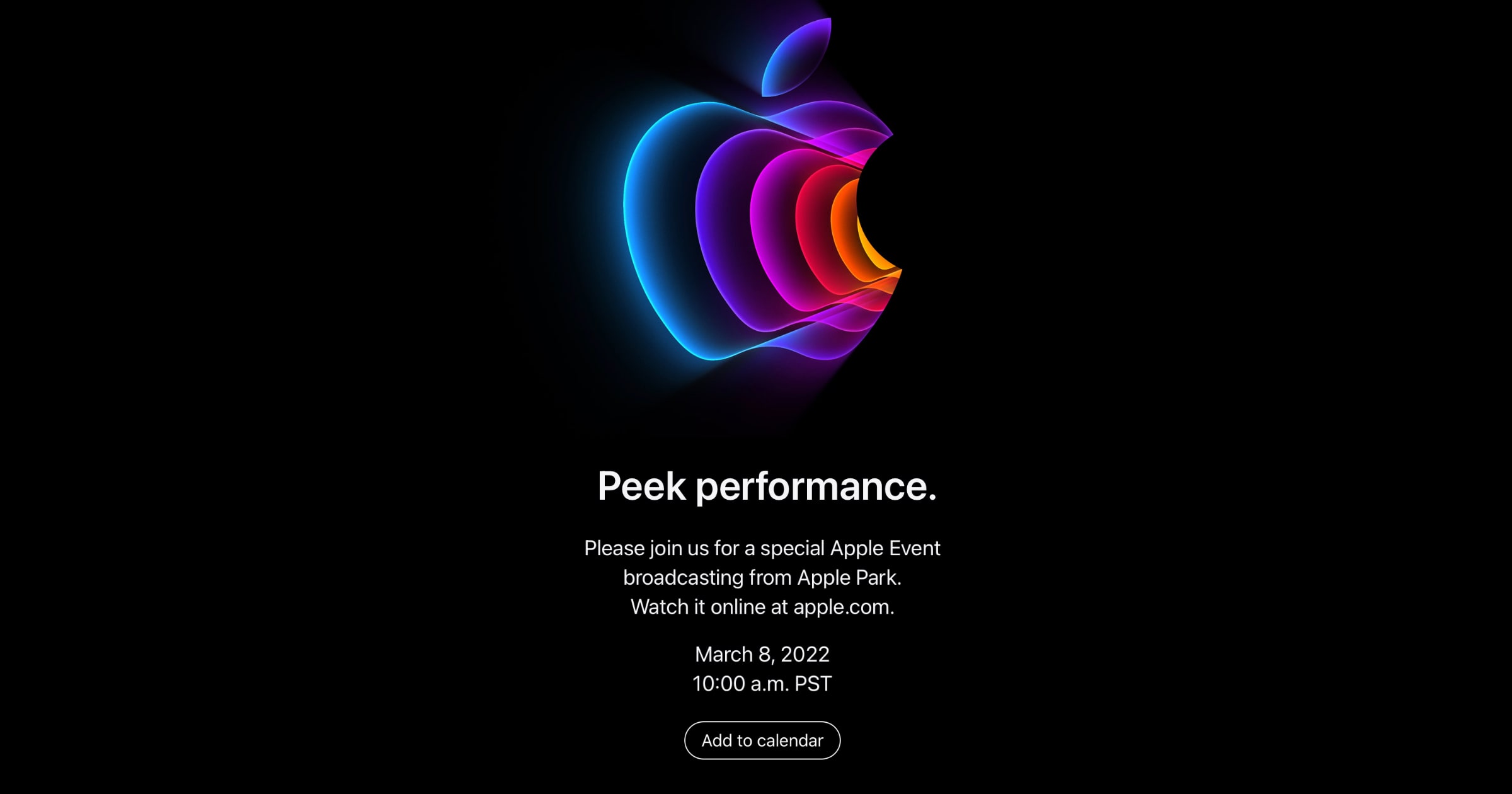 Apple officially announces Spring 2022 “Peek Performance” media event
